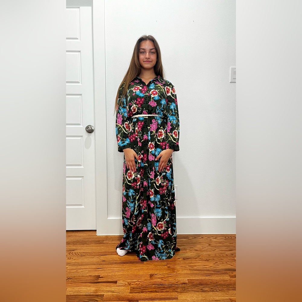 Floral Maxi Dress - Dark Green